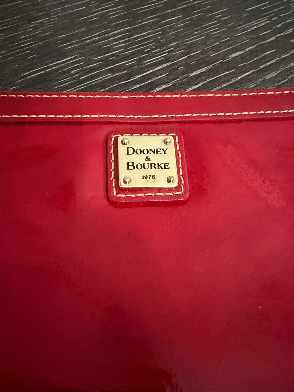 Dooney & Bourke Slim Wristlet Top Zip Patent Leather Cherry Red